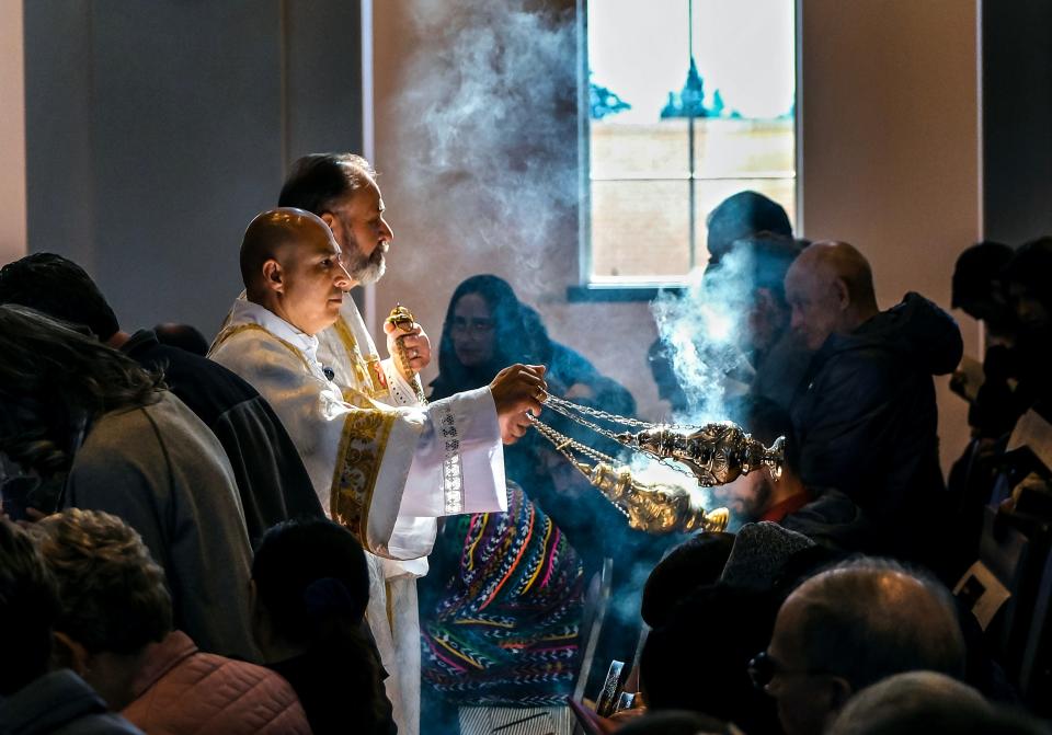 The Incensation of the Church takes place Friday during the Mass for the Dedication of a Church and Altar at the Blessed Stanley Rother Shrine.