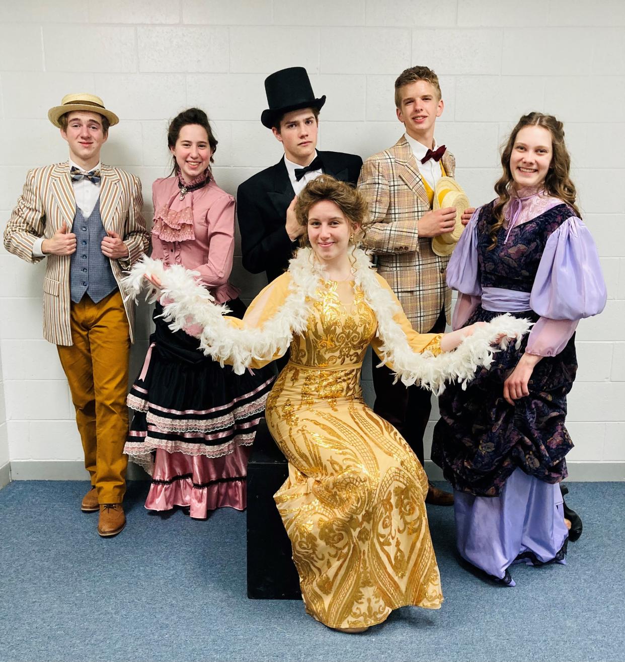Valley Troubadour members, front, Eden Starfeldt; standing, from left, Benjamin Neumann, Ally Schoessow, Nathan Mueller, Blake Rosenau and Anna Leavins will perform “Hello Dolly” May 10-12.