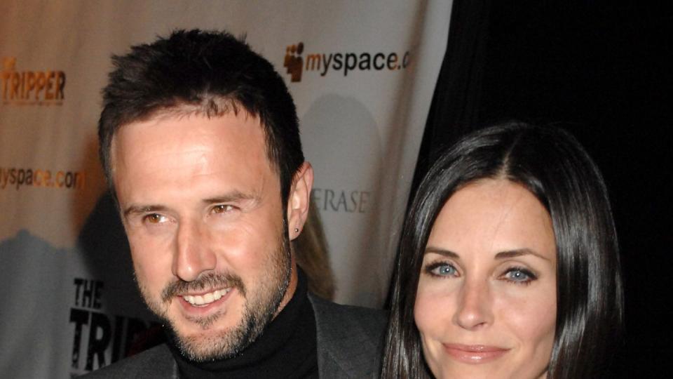 David Arquette and Courteney Cox Arquette during "The Tripper" Los Angeles Premiere - Red Carpet at Hollywood Forever Cemetary in Hollywood, California, United States