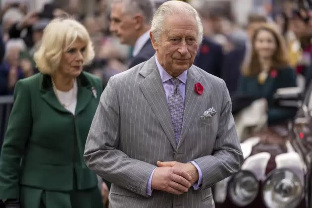 King Charles and Camilla, Queen Consort, walkabout to meet members of the public following a ceremony at Micklegate Bar, in York, England Nov. 9, 2022. 