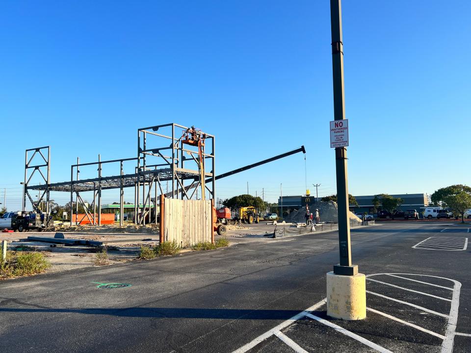 The Cookout at River Run Shopping Center near Southport is under construction on Tuesday, October 10, 2023. The Cookout is one of several new businesses that have moved into the shopping center.