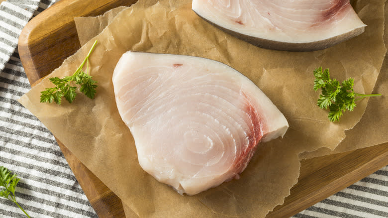 Raw swordfish filet