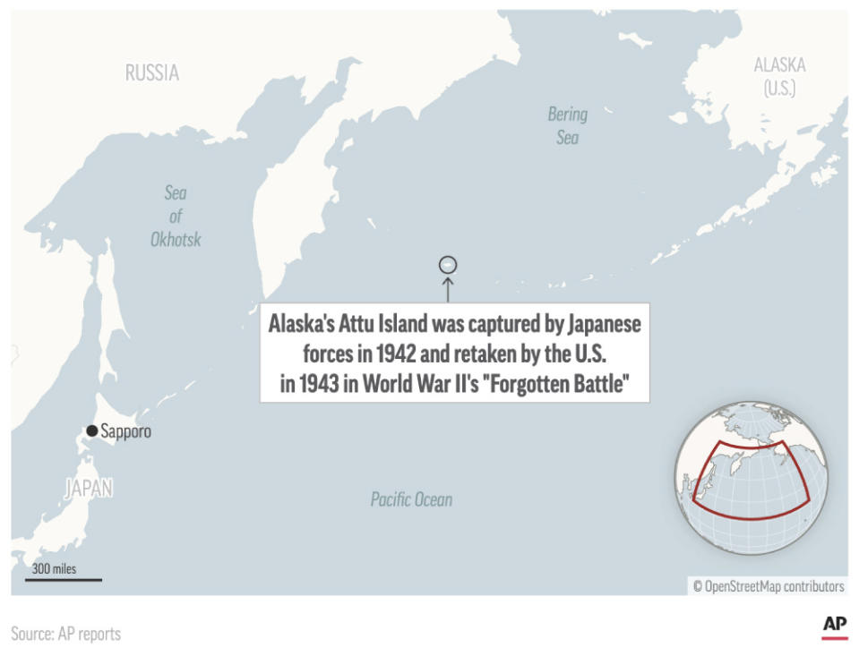 A remote Alaskan island was the scene of fierce fighting during World War II after Japan captured it and imprisoned its residents. (AP Digital Embed)
