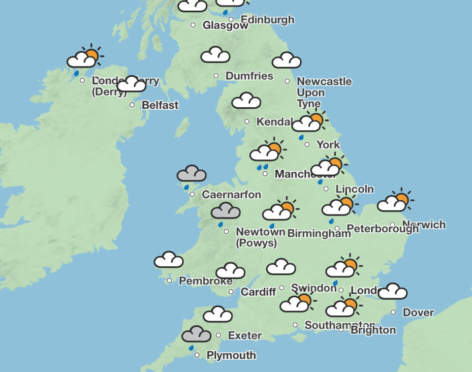 Rain is expected on Sunday. (Met Office)