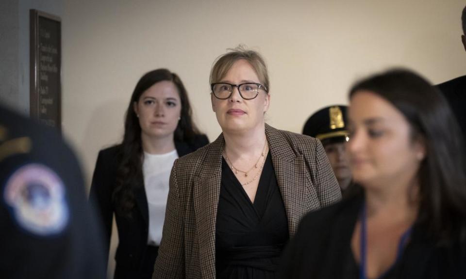 Catherine Croft, a state department adviser on Ukraine, arrives to testify in the impeachment inquiry of Donald Trump.