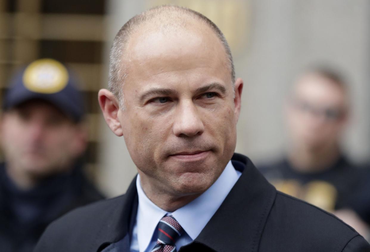 In this Dec. 12, 2018 photo, attorney Michael Avenatti, speaks outside court in New York. 