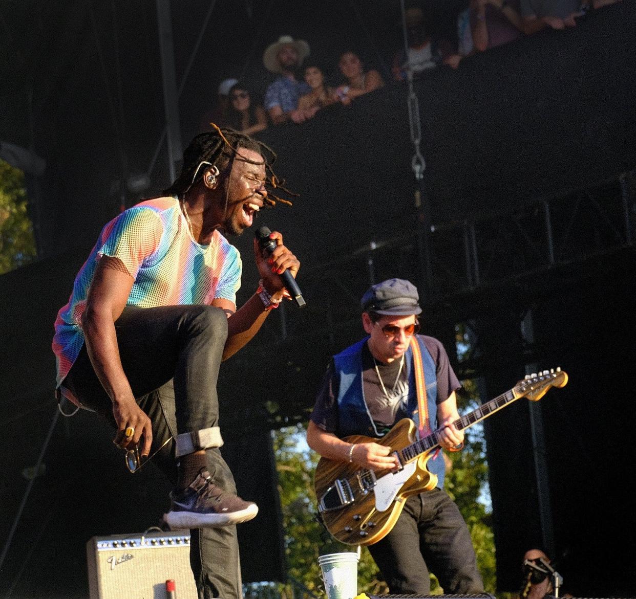 The second album from the Black Pumas, "Chronicles of a Diamond," drops on Oct. 27. The band, seen here playing at the second weekend of Austin City Limits Music Festival in 2021, abruptly canceled their European tour last summer. Guitarist and producer Adrian Quesada said if they hadn't paused the tour it seemed "like we were never going to be able to make another album."