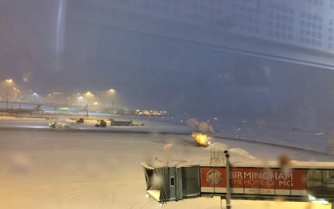 Snow UK travel disruption Birmingham Airport - Credit: Imran Mogra