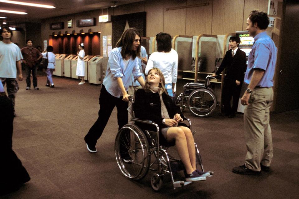Sofia Coppola pushing Scarlett Johansson around during filming of 'Lost in Translation.' 
