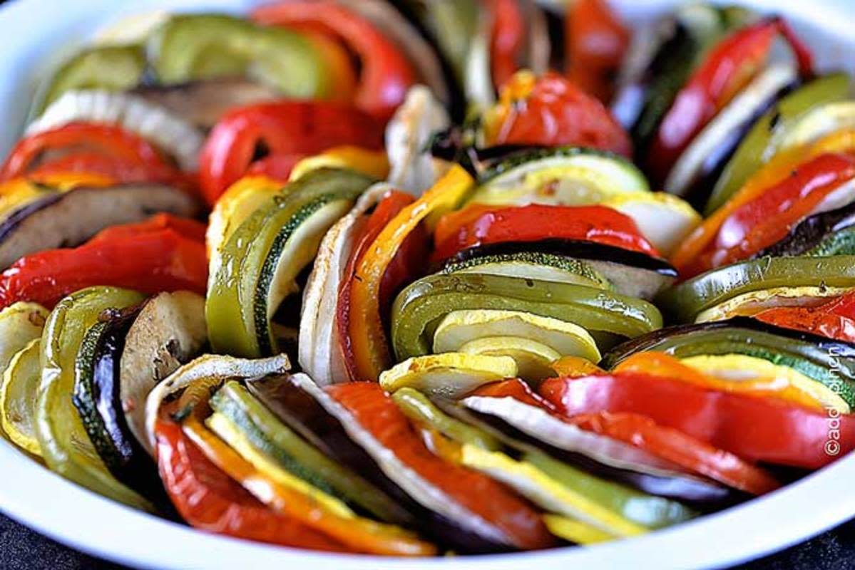 <p>Add A Pinch</p><p>Ratatouille combines the freshest summer vegetables into one delicious dish!</p><p><a href="http://addapinch.com/cooking/ratatouille-recipe/" rel="nofollow noopener" target="_blank" data-ylk="slk:Get the recipe!;elm:context_link;itc:0;sec:content-canvas" class="link rapid-noclick-resp">Get the recipe!</a></p>