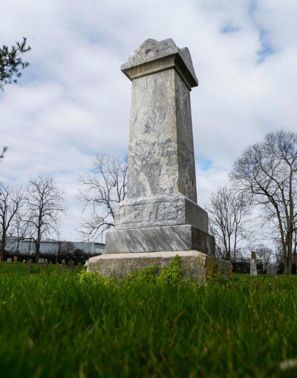 The grave of Oliver Lewis, a Black jockey who won the first Kentucky Derby in 1875. He was 18 at the time. He's now buried in African Cemetery No. 2 in Lexington.