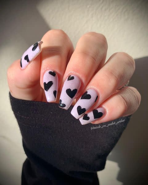 <p>A black heart for V-Day can totally work when done right. Plus, this design works when it's not February 14th, too.</p><p><a href="https://www.instagram.com/p/CJtjRAsM03z/" rel="nofollow noopener" target="_blank" data-ylk="slk:See the original post on Instagram;elm:context_link;itc:0;sec:content-canvas" class="link ">See the original post on Instagram</a></p>