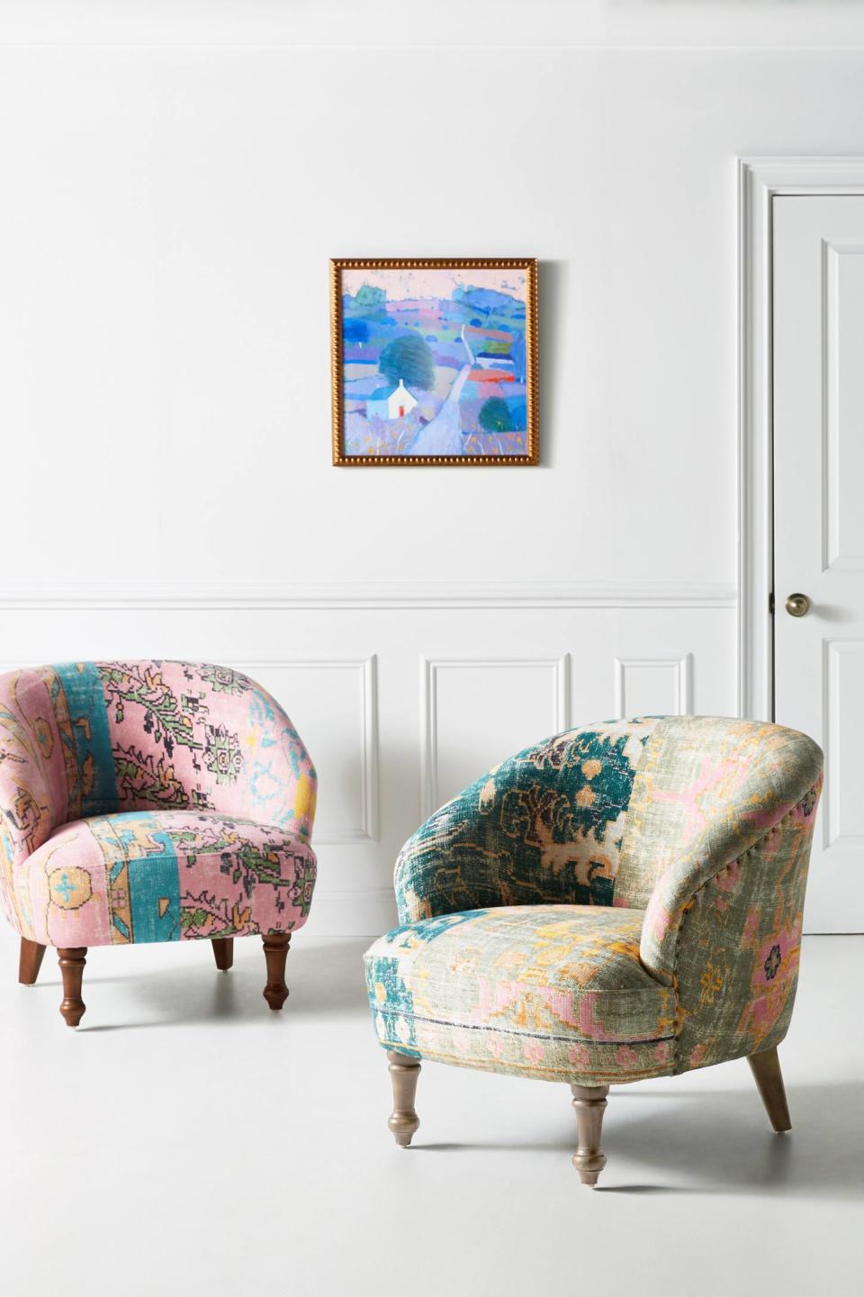 2) Rug-Printed Accent Chair