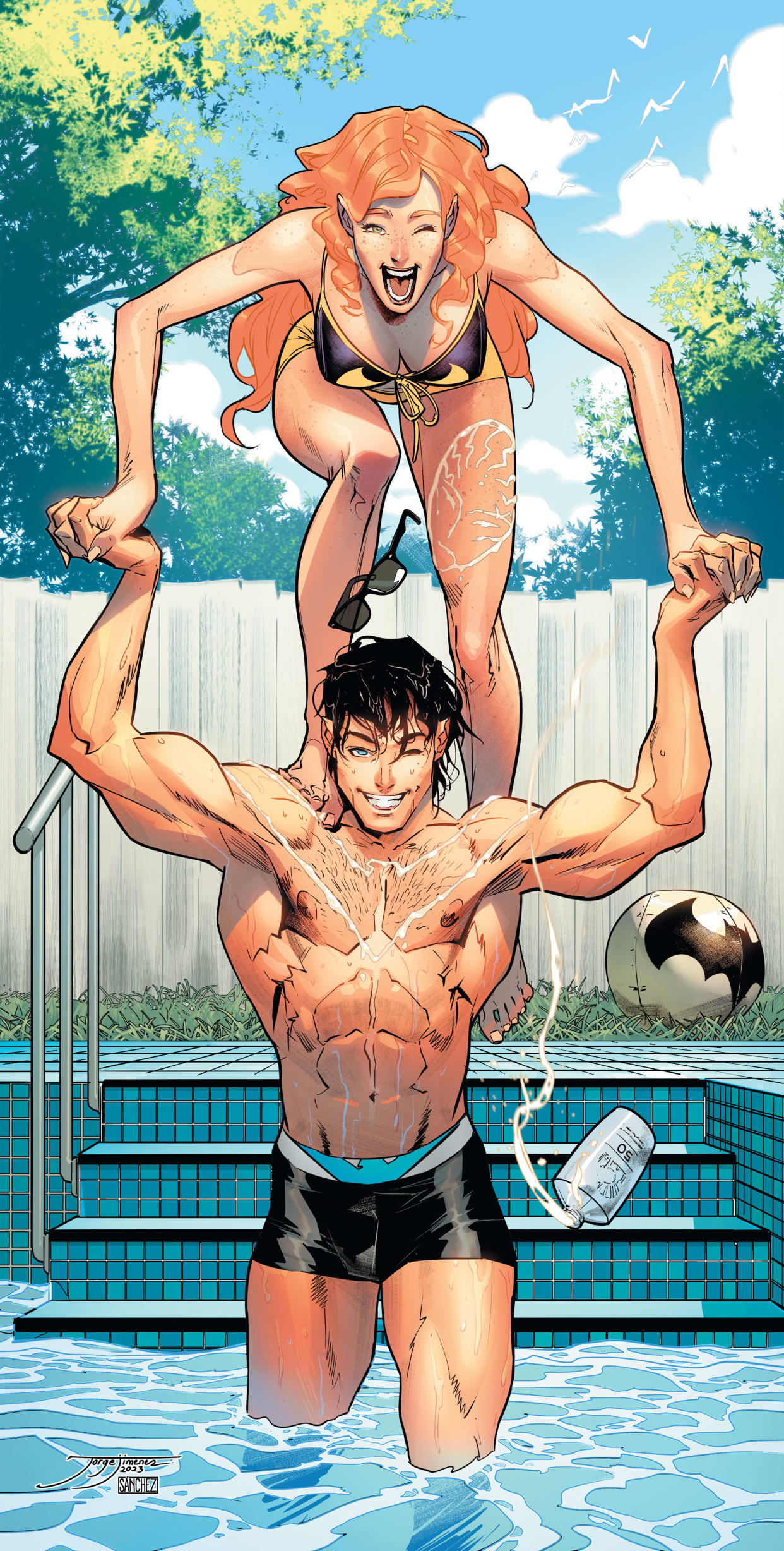 Batgirl and Nightwing hit the pool. (DC Comics/Warner Bros.)