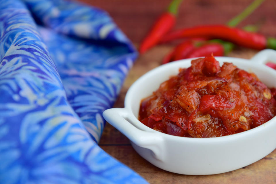 A small bowl of sambal oelek