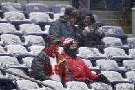 Kansas City Chiefs fans look on before an NFL football game against the Denver Broncos, Sunday, Oct. 25, 2020, in Denver. (AP Photo/Jack Dempsey)