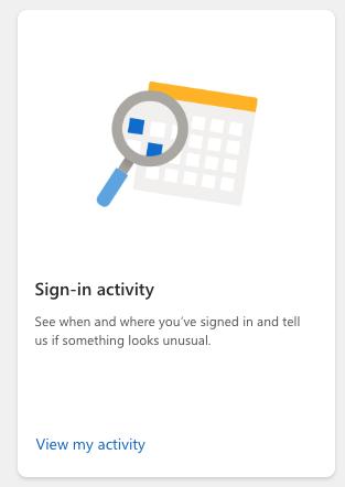 a sign-in activity checker window for MIcrosoft accounts.