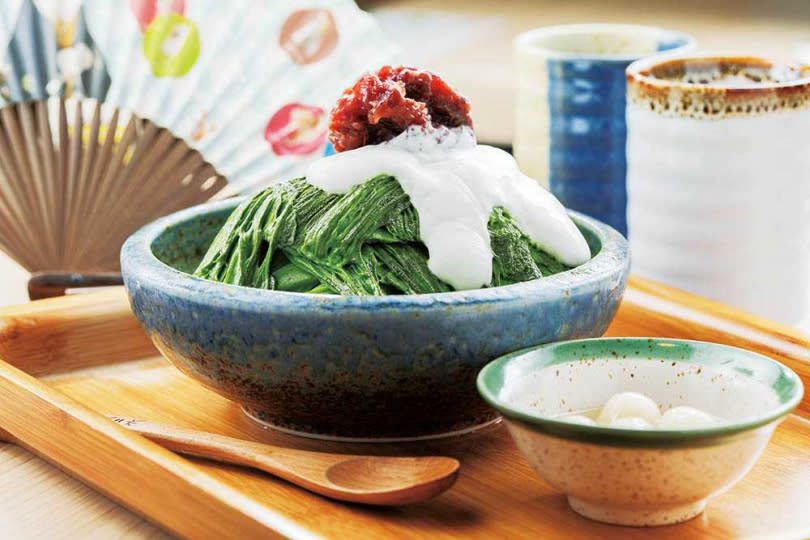 「濃厚若竹抹茶雪花冰」選用日本小山園中最適合甜品的若竹等級抹茶，甘澀滋味濃郁平衡。（200元）（圖／林士傑攝）