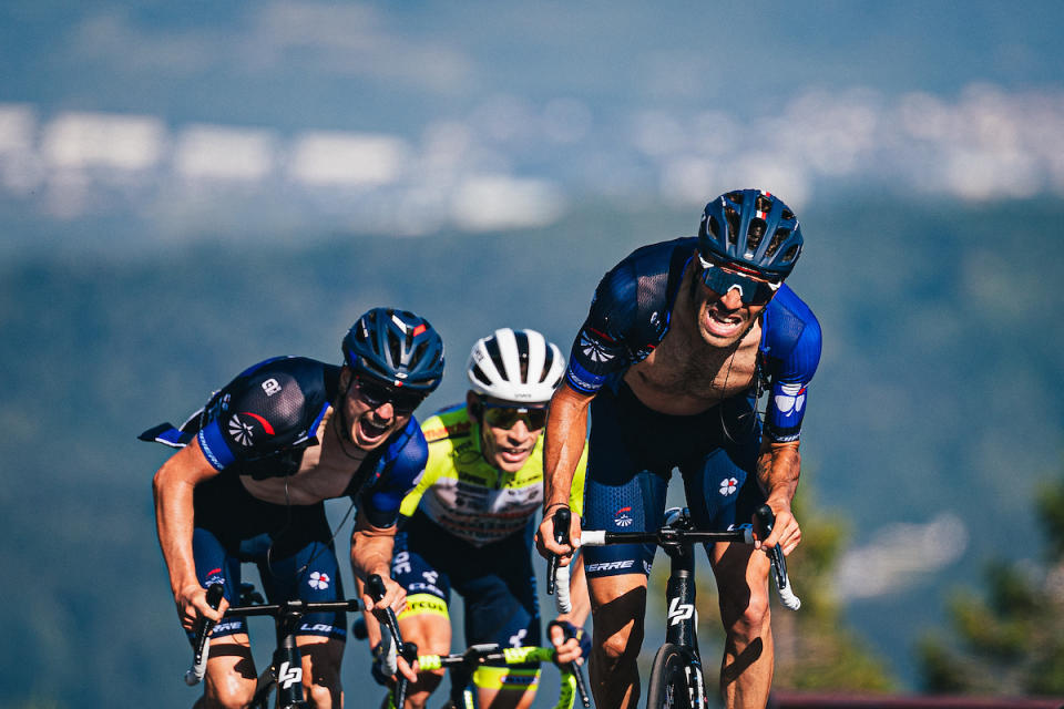 Picture by Alex WhiteheadSWpixcom  09072023  Cycling  2023 Tour de France  Stage 9 SaintLonarddeNoblat to Puy de Dme 1824km  Thibaut Pinot and David Gaudu of GroupamaFDJ and Louis Meintjes of IntermarchCircusWanty