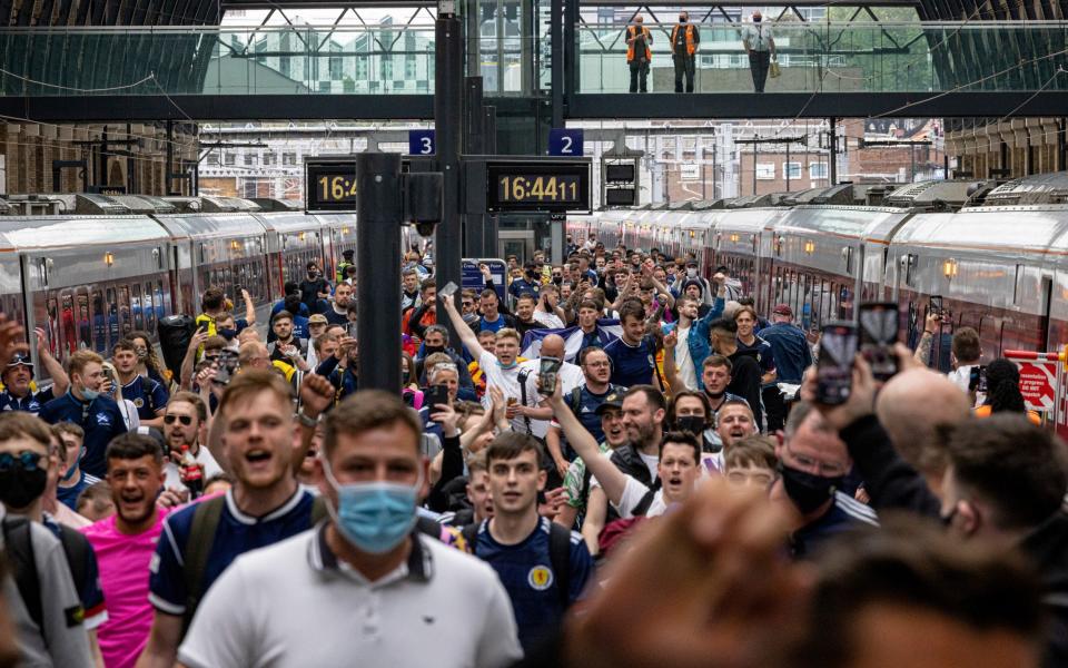 Scotland fans arrive at King's Cross Station - Rob Pinney/Getty