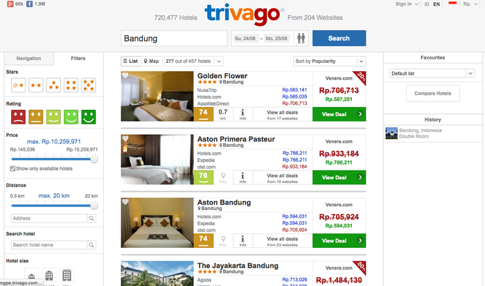 <p><b>Trivago</b><br>Der Name des Online-Hotelanbieters “trivago” ist in drei Farben geteilt und somit auch in drei Worteinheiten: <b>Tri</b>ps <b>Va</b>cations <b>Go</b>! – lautet die ausformulierte Form des Internetportals. </p>