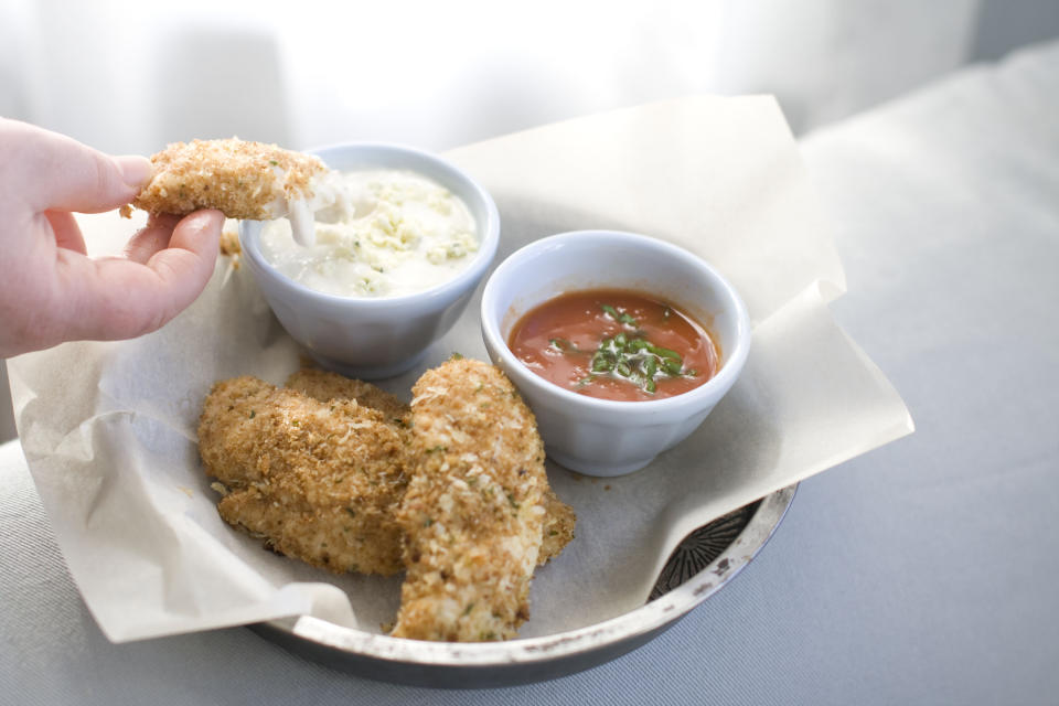 In this image taken on Jan. 7, 2013, Buffalo chicken tenders are shown in Concord, N.H. (AP Photo/Matthew Mead)