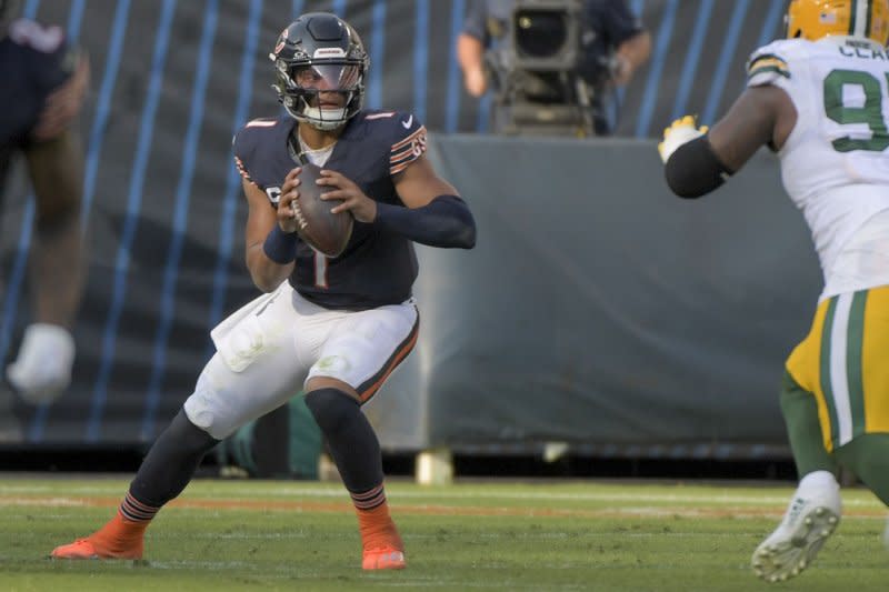 Chicago Bears quarterback Justin Fields is inside the Top 5 of my fantasy football rankings. File Photo by Mark Black/UPI