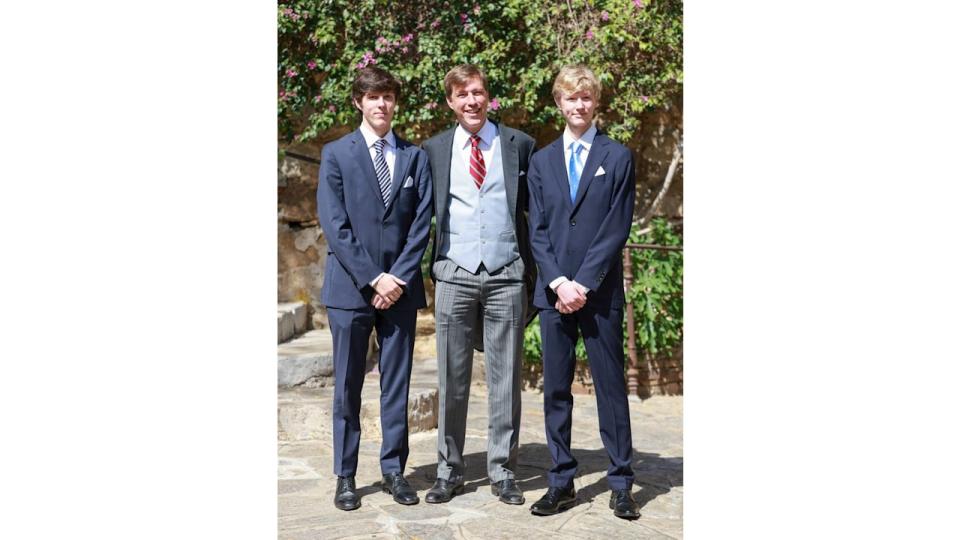 Prince Gabriel standing with Prince Louis of Luxembourg and Prince Noah