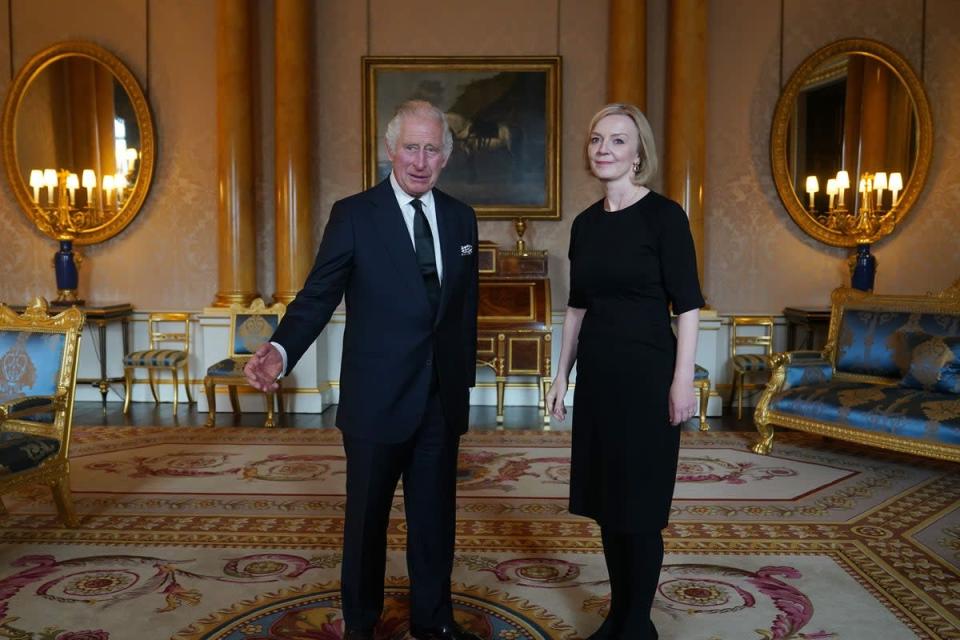 King Charles III during his first audience with Prime Minister Liz Truss at Buckingham Palace (Yui Mok/PA) (PA Wire)