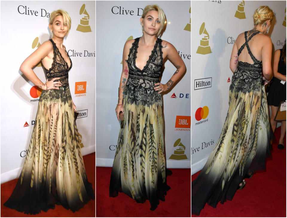 Paris Jackson at the Clive Davis Pre-Grammy Gala 2017, Feb. 11, 2017<em> (Photos: Getty)</em>