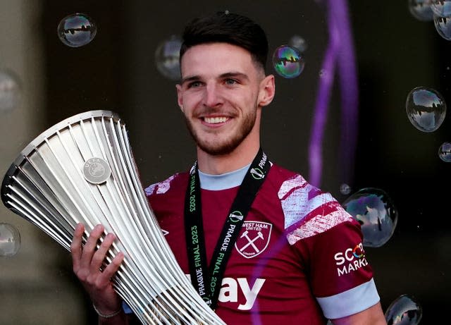 Rice is aiming for more silverware after winning the Europa Conference League at West Ham