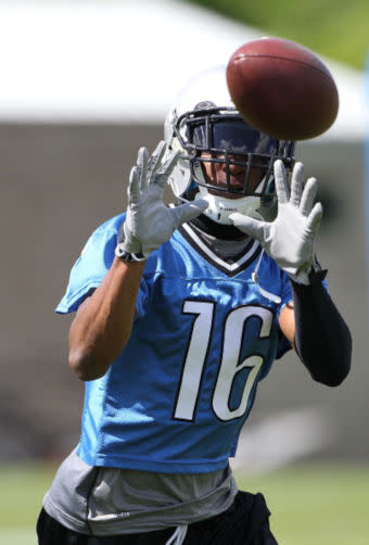 Detroit Lions wide receiver Titus Young (16) is introduced before