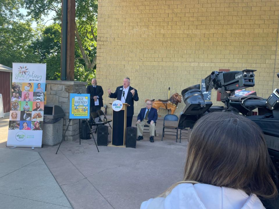 Akron Zoo President and CEO Doug Piekarz discusses the zoo's  Akron-Summit Age-Friendly Seal of Approval  on Friday.