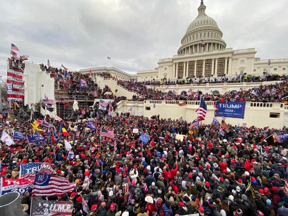 Pro-Trump rioters stormed the US Capitol as lawmakers were set to sign off Wednesday on President-elect Joe Biden's electoral victory in what was supposed to be a routine process headed to Inauguration Day. (Photo by Tayfun Coskun/Anadolu Agency via Getty Images)