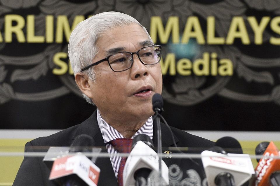 Pasir Gudang MP Hassan Abdul Karim speaks during a press conference at Parliament in Kuala Lumpur August 11,2020. — Picture by Miera Zulyana