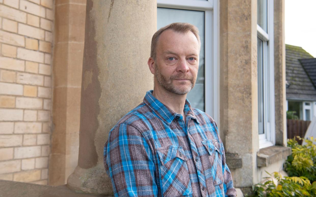 Matt Argyle outside his home in Braunton, Devon, where his family moved to before his wife Ginny died of leukemia