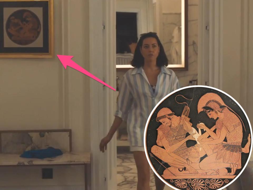 The painting in Harper and Ethan's room depicts Achilles and Patroklos.