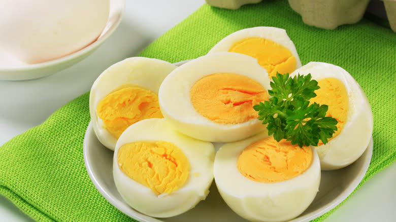 hard boiled eggs in bowl