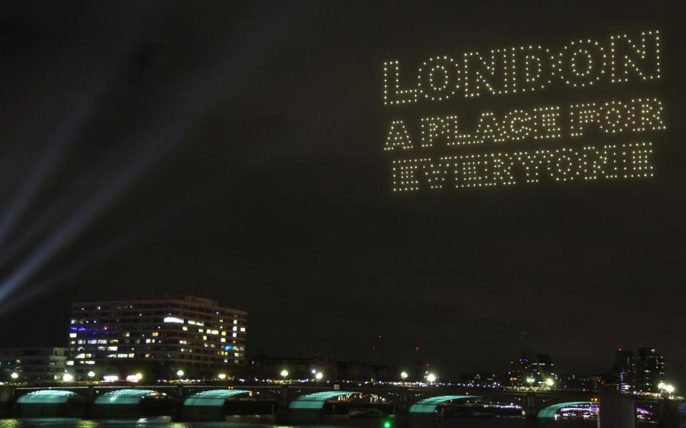 The Mayor beamed a message into the sky