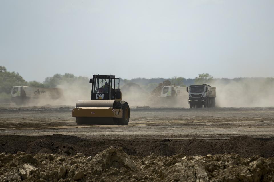 Construction is underway of a battery factory for electric vehicles built by China-based Contemporary Amperex Technology Co. Limited (CATL) in Debrecen, Hungary on Tuesday, May 23, 2023. Residents, environmentalists and opposition politicians are worried that the factory will exacerbate existing environmental problems and use up the country's precious water supplies. (AP Photo/Denes Erdos)