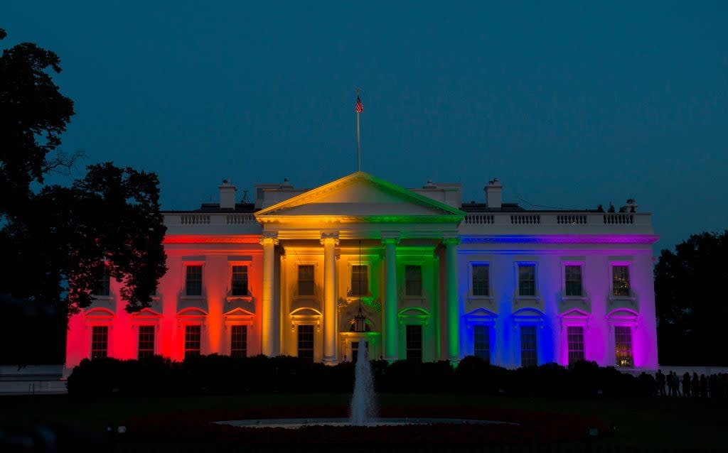 <p>White House was last lit up with rainbow colours in 2015</p> (AFP via Getty Images)