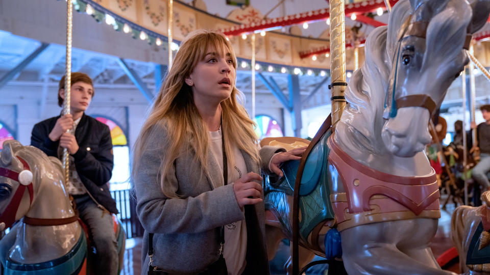 Kaley Cuoco on a merry-go-round