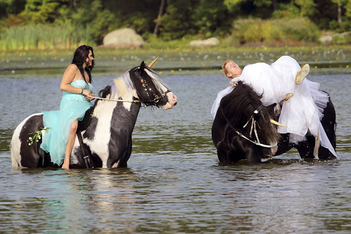 Then Allegretta’s horse unicorn decided to take her for a dip. 