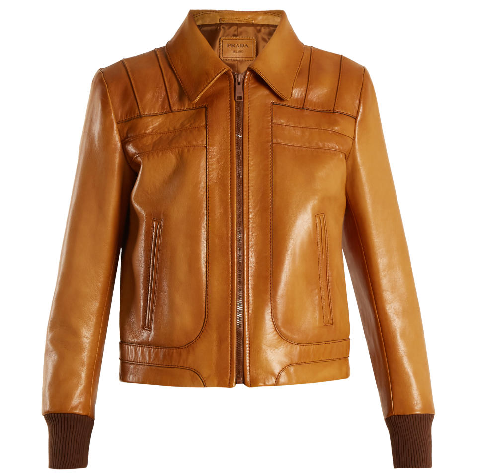 Zip-through leather jacket