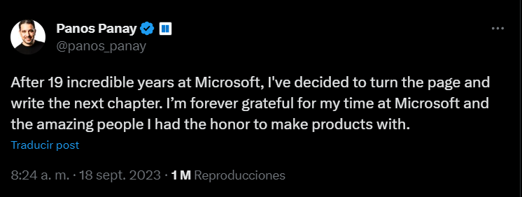 Así se despidió Panay de Microsoft