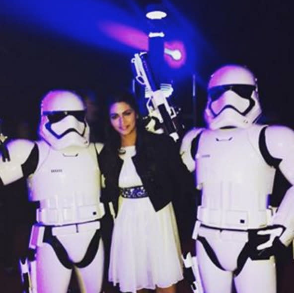 Mrs. Matthew McConaughey, Camila Alves, had a pair of handsome dates. “The biggest movie premier I have ever seen,” she wrote. “Went with my family! So much fun!! And this is how I ended my night… sweet dreams! #starwars #theforceawakens.”