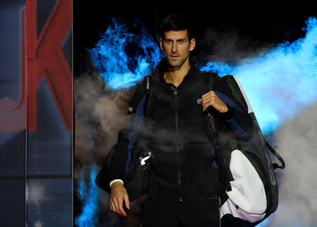 Tennis - ATP Finals - The O2, London, Britain - November 12, 2018 Serbia's Novak Djokovic makes his entrance for his group stage match against John Isner of the U.S. Action Images via Reuters/Tony O'Brien