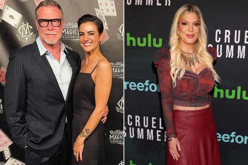 <p>Instagram/imdeanmcdermott; David Livingston/Getty</p> Dean McDermott and girlfriend Lily Calo; Tori Spelling