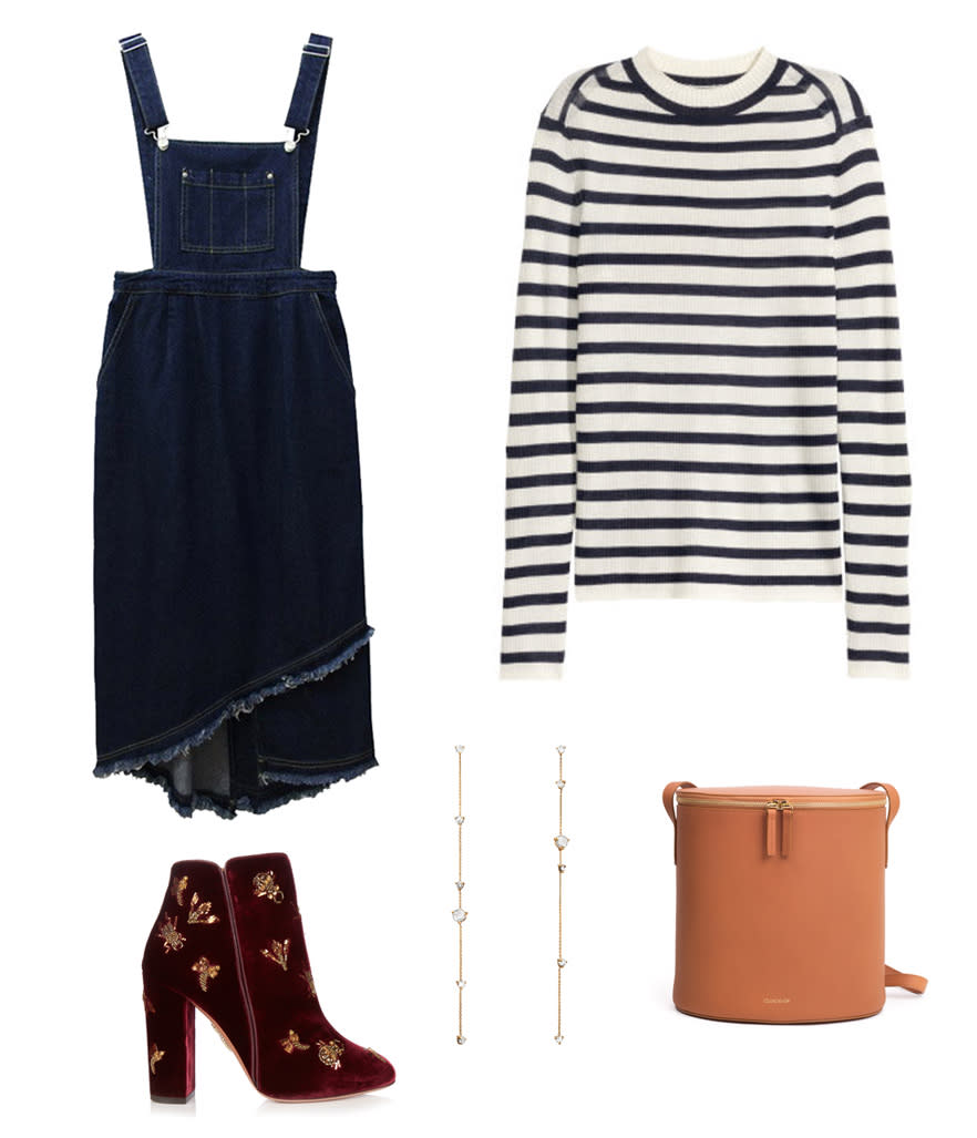 <p>Planning to sail the seas this weekend as a sailor? Well, the only boat you'll be steering is the "save cash money" boat, since a striped jumper is both the perfect last-minute costume and a wardrobe staple. This fall, try wearing it with overalls and trendy velvet boots for a charmingly garçon look. </p>