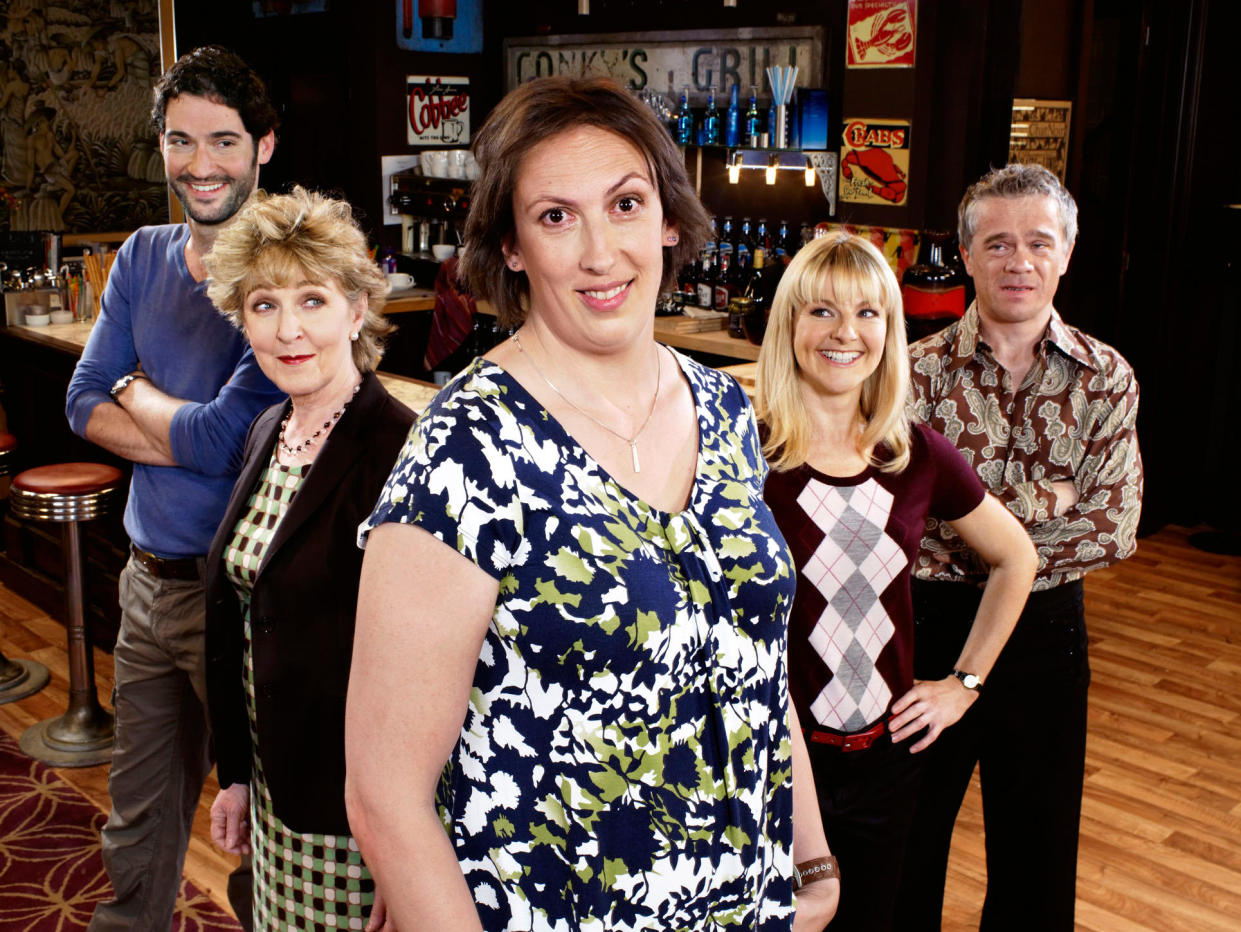 MIRANDA, (from left): Tom Ellis, Patricia Hodge, Miranda Hart, Sarah Hadland, James Holmes, (Season 2, 2010), 2009-2015. photo: